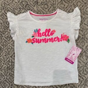 Hello Summer White Kids Shirt Tommy bahama girls 3-4 years XS 4
